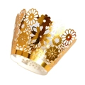 Elegant gold laser-cut hollow lace cupcake wrappers with reflective mirror finish - 5x5x8CM / Reflective Gold