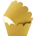 Dettaglio di pirottini per cupcake con glitter dorati e bordi ondulati decorativi - 5*5*8CM / Oro Luccicante