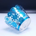Mirror blue hollow floral lace cupcake wrappers for wedding and party cake decoration - 5x5x8CM / Reflective Blue