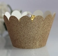 Dettaglio di pirottini per cupcake glitterati oro champagne con bordi decorativi a onde - 5*5*8CM / Oro Rosa Scintillante
