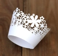 Pirottini per cupcake bianchi in carta tagliata al laser con motivi floreali per matrimoni - 5*5*8CM / Bianco