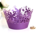 Pirottini per cupcake viola con taglio laser floreale per decorazioni di matrimoni - 5*5*8CM / Viola scuro