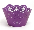 Intricate laser-cut purple cupcake wrappers with elegant floral filigree design - 5*5*8CM / Dark Purple