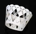 Detailed laser-cut white cupcake wrapper with elegant star and diamond lattice patterns - 5cm / White