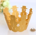 Laser cut champagne gold snowman cupcake wrapper with pearl finish for Christmas party - Gold