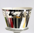 Laser-cut silver Christmas cupcake wrappers with reindeer and tree patterns - Reflective Silver