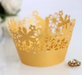 Pirottini dorati per cupcake tagliati al laser con pizzo floreale per decorazioni - 5*5*8CM / Oro