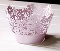 Detailed laser cut pink flower cupcake wrapper for wedding party and festive decorations - 5*5*8CM / Light Purple