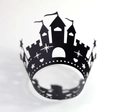 Macro detail of laser-cut black castle fortress cupcake wrapper with star and heart cutouts - 5*5*8CM / Castle Crown Style (WB-49)