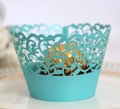 Tiffany blue laser cut cupcake wrapper with elegant vine pattern for party decoration - Tiffany Blue