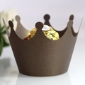 Detailed macro view of dark brown crown-shaped laser-cut cupcake liners for party desserts - Coffee