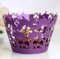 Purple laser cut lace cupcake wrappers with elegant filigree design and pearlescent finish - Dark Purple