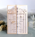 Elegante invitación de boda cortada con láser en oro champán con motivos de aves y flores - Estilo Rosa / Rosa