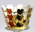 Detail of laser-cut gold cupcake wrapper with heart patterns holding a chocolate truffle - 5cm / Reflective Gold