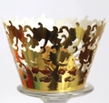 Golden laser-cut lace cupcake wrappers with elegant hollow vine pattern for party decor - Reflective Gold