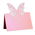 Segnaposto a farfalla rosa glitterata con intaglio laser per decorazione tavolo nozze - Rosa