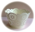 Laser cut sunflower cupcake wrapper in elegant ivory white for party decoration - Jewelry Cream Star