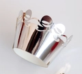 Elegant silver laser-cut cupcake wrappers with metallic finish and floral bow patterns - Reflective Silver