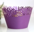 Elegant purple hollow star cupcake wrapper with laser-cut lace design for festive baking decor - Dark Purple