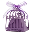 Elegante caja de dulces de jaula púrpura con diseño de corte láser y lazo de cinta - Púrpura oscuro