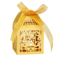 Boîte à bonbons élégante en forme de cage à oiseaux dorée avec ruban en organza - Or