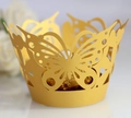 Involucri per cupcake a farfalla tagliati al laser in carta perlata dorata per decorazioni - 5cm / Oro