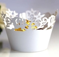 Witte lasergesneden cupcake wrappers met oceaanthema zoals zeesterren en koraal - Wit