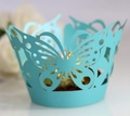 Tiffany blue laser-cut butterfly cupcake wrappers for weddings and parties - Turquoise Blue