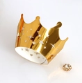 Golden laser-cut crown cake wrapper with hollow stars and hearts for party decoration - 5cm / Reflective Gold