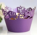 Purple laser-cut cupcake wrappers with ocean theme fish and coral patterns for party - Dark Purple