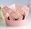 Eleganti pirottini per cupcake rosa tagliati al laser con farfalle per decoro dessert - Rosa