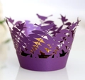 Caissettes à cupcakes violettes découpées au laser avec motifs d'oiseaux et de feuilles - 5cm / Violet foncé