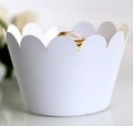Elegant scalloped white paper cupcake wrapper with refined matte finish for party decor - 5*5*8CM / White