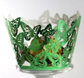 Green laser cut butterfly cupcake wrapper with metallic finish for party decoration - 5cm / Reflective Green