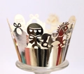 Babyparty Muffinförmchen Lasergeschnitten Gold mit Kutsche und Schaukelpferd Deko - Reflektierendes Silber