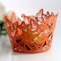 Laser-cut butterfly cupcake wrappers in orange cardstock for wedding cake decoration - Orange Red