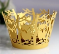 Pirottini per cupcake laserati con gufo in carta perlata dorata per festa Halloween - Oro