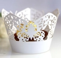 Eleganti pirottini bianchi per cupcake tagliati al laser con farfalla per matrimoni - Bianco