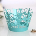 Spitzen-Cupcake-Förmchen lasergeschnitten in Tiffany-Blau für Hochzeitsdeko - Tiffany-Blau