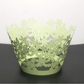 Envoltorios para cupcakes verde claro con patrón de copos de nieve cortados con láser - 5*5*8CM / Verde fruta