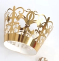 Golden laser-cut crown muffin cupcake wrappers with elegant European palace hollow pattern - Reflective Gold