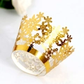 Elegant gold laser-cut cupcake wrapper featuring hollow snowflake patterns for weddings - 5*5*8CM / Reflective Gold