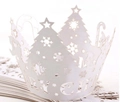 Macro detail of laser-cut paper crown featuring Christmas motifs and Merry Christmas text - Christmas Element Crown Style (WB-40)