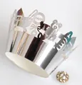 Silver laser-cut muffin cup wrappers with hollow bear and bow patterns for party decor - 5cm / Reflective Silver