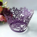Purple laser-cut cupcake wrapper with intricate snowflake pattern in pearlescent paper - 5*5*8CM / Dark Purple