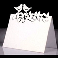 White laser cut tree of life place card with birds for wedding table decoration - White