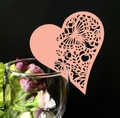Segnaposto rosa a cuore tagliato al laser con farfalla per decorazione matrimonio - Rosa