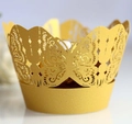 Laser cut golden butterfly cupcake wrappers with elegant hollow lace for party decoration - 5cm / Gold