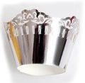 Close-up of laser-cut silver lace patterns and vertical stripes on cupcake wrappers - 5cm / Reflective Silver