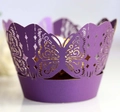 Elegant purple butterfly laser cut cupcake wrapper with gold foil accents for party decor - 5cm / Dark Purple